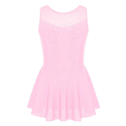 Dívčí šaty na krasobruslení s flitry