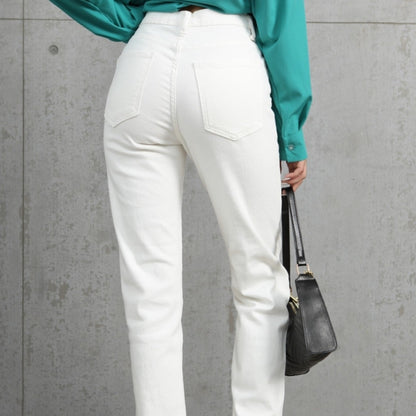 Dámské bílé high waisted džíny