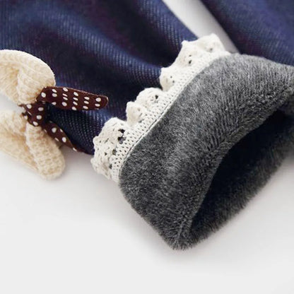 Dívčí zateplené legíny s mašlí