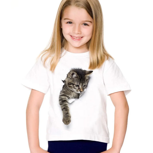 Dětské triko s potiskem kočky