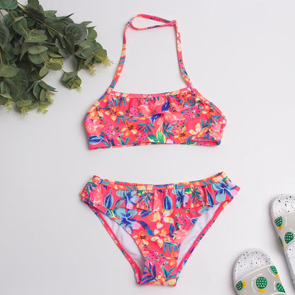 Dívčí bikiny s volánky a vzorem
