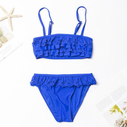Dívčí bikiny s volánky a vzorem