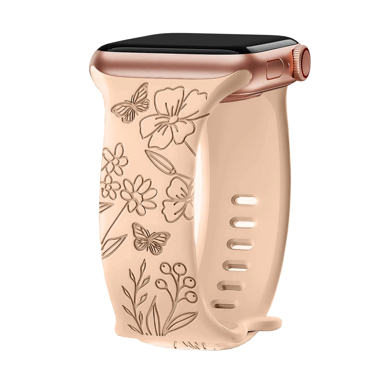 Silikonový řemínek s květinami na Apple Watch