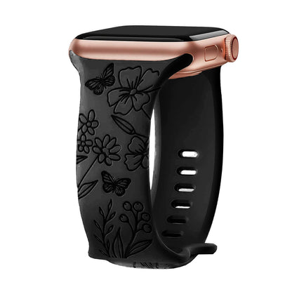 Silikonový řemínek s květinami na Apple Watch