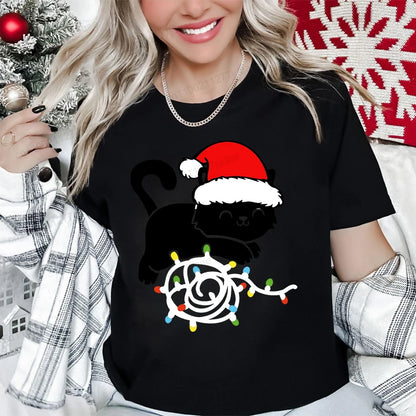 Dámské vánoční triko s kočkou