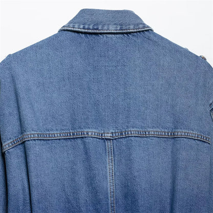 Dámská denim bunda s páskem