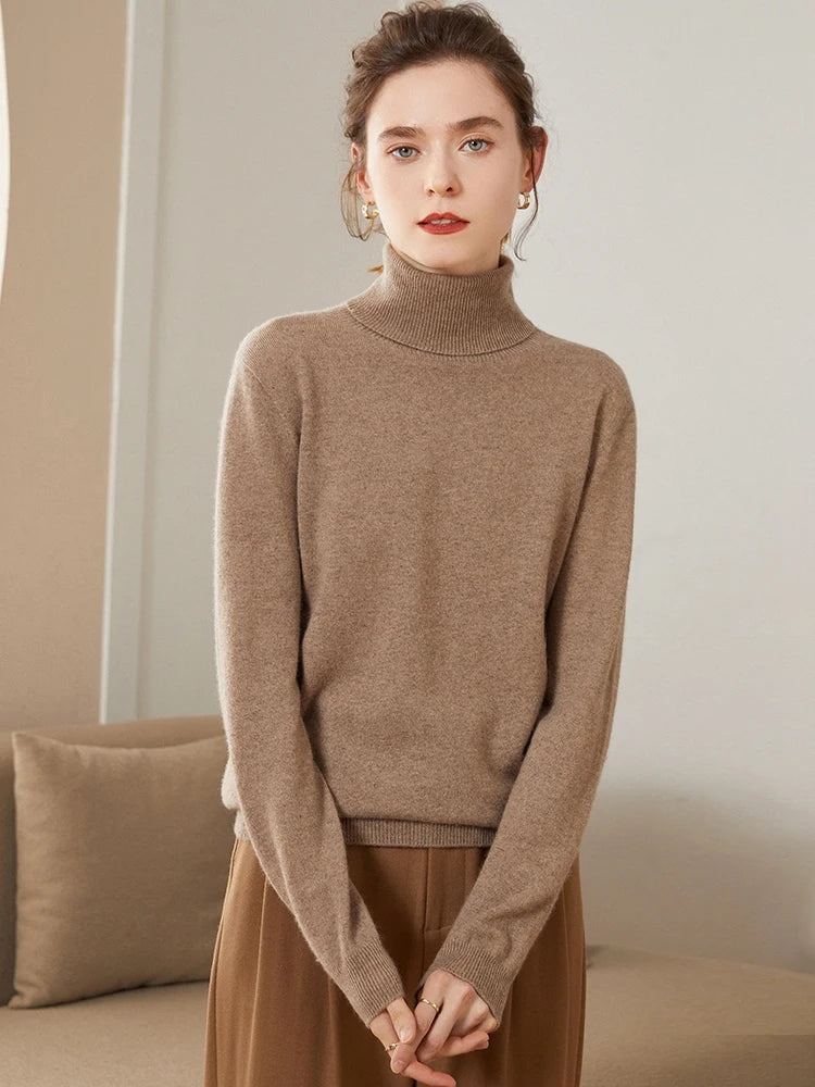 Dámský kašmírový svetr s rolákem