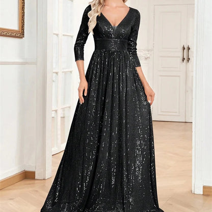 Dámské plesové šaty s dlouhým rukávem