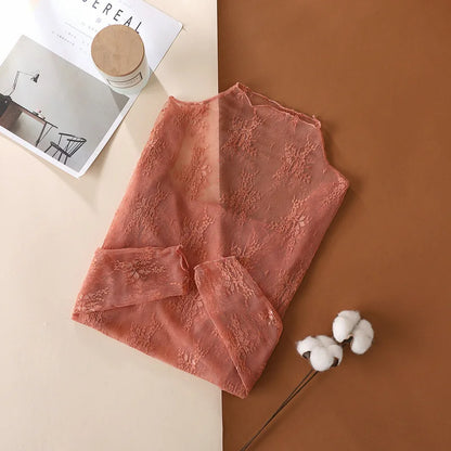 Dámské krajkované průhledné triko