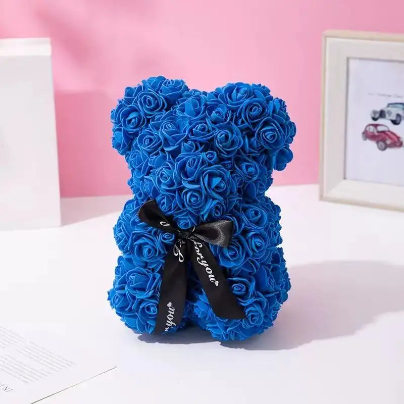 Umělý medvídek z růží 25 cm