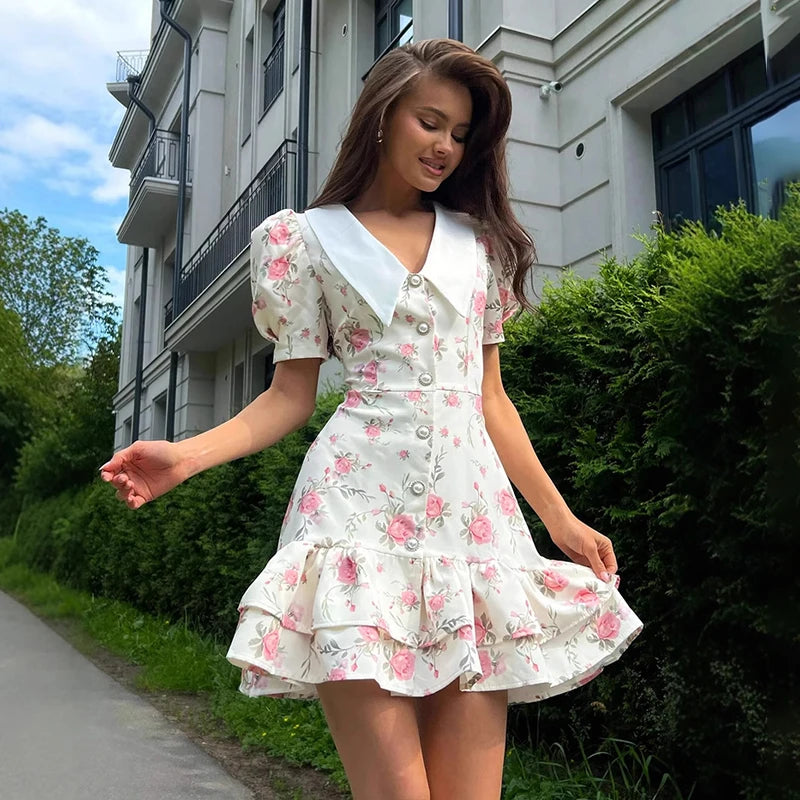 Dámské letní květinové šaty s volánky