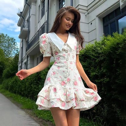 Dámské letní květinové šaty s volánky
