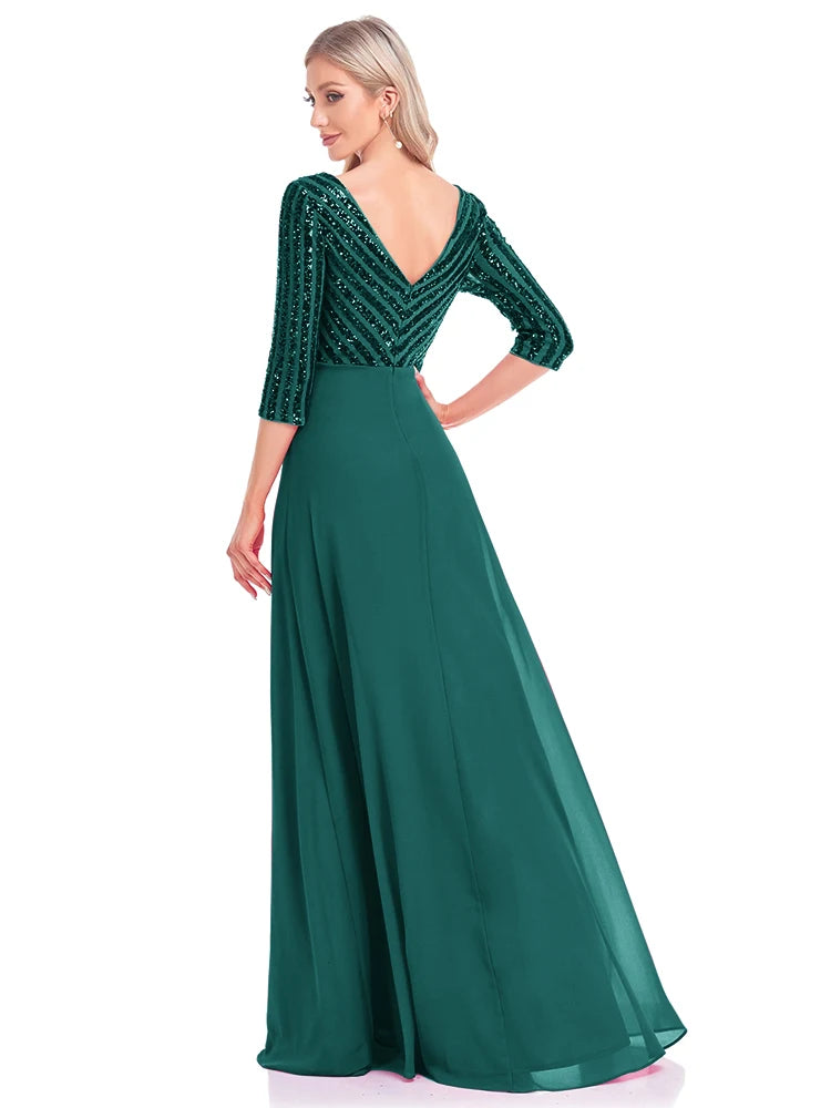 Dámské plesové šaty s 3/4 rukávema