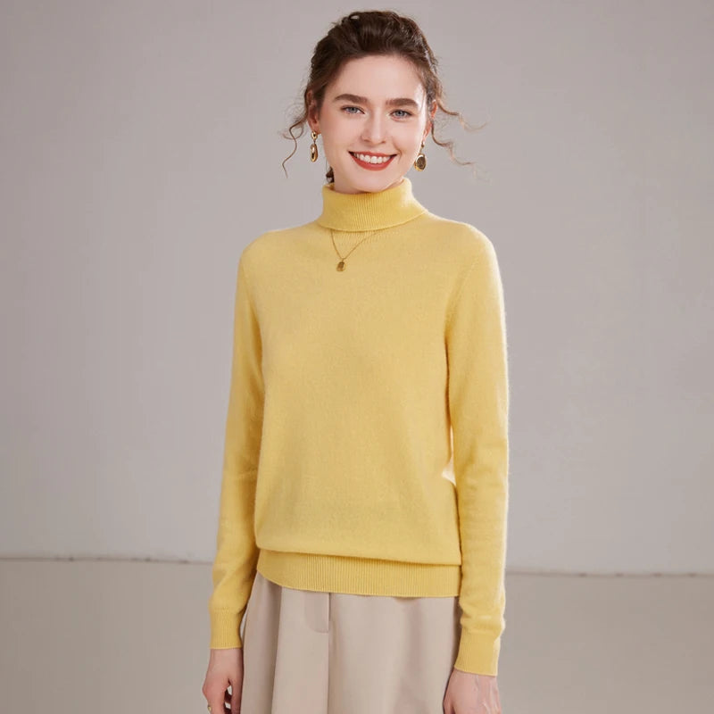 Dámský kašmírový svetr s rolákem