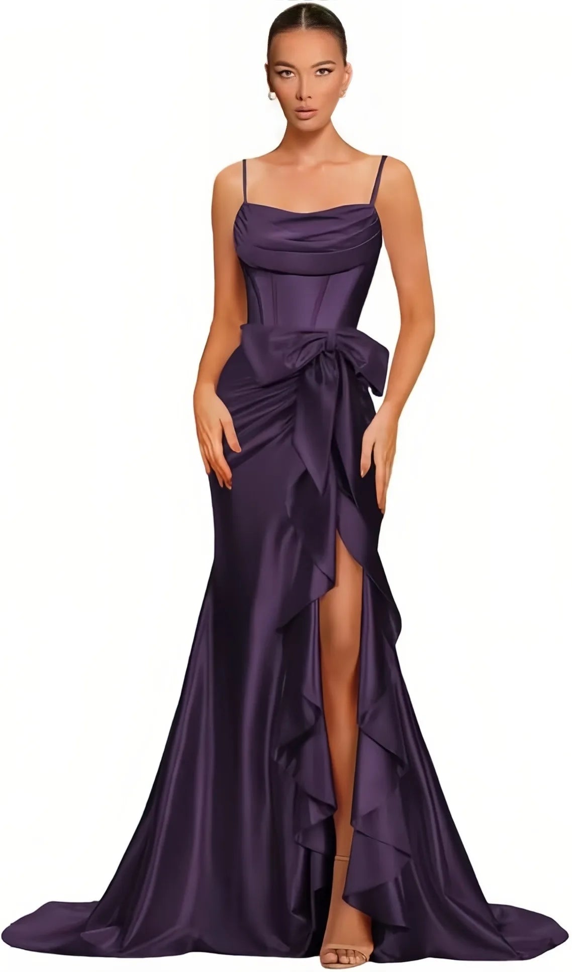 Dámské saténové plesové šaty