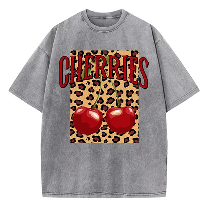 Dámské triko třešně s leopardím vzorem