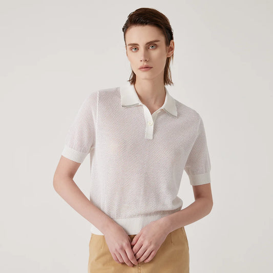 Dámský top s krátkým rukávem s hedvábím