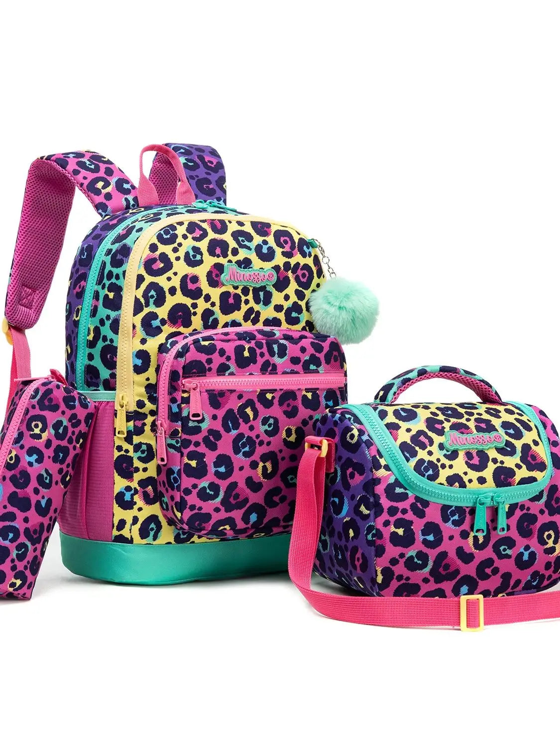 Set leopardího batohu do školy