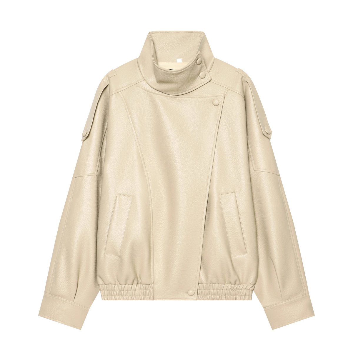 Dámská oversize bunda z eko kůže, khaki
