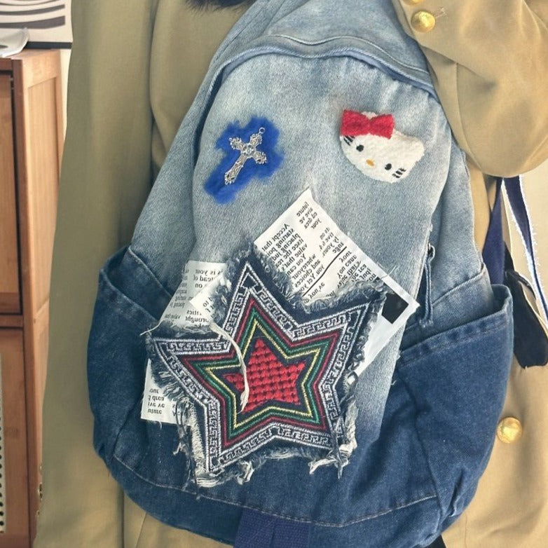 Batoh denim s Hello Kitty