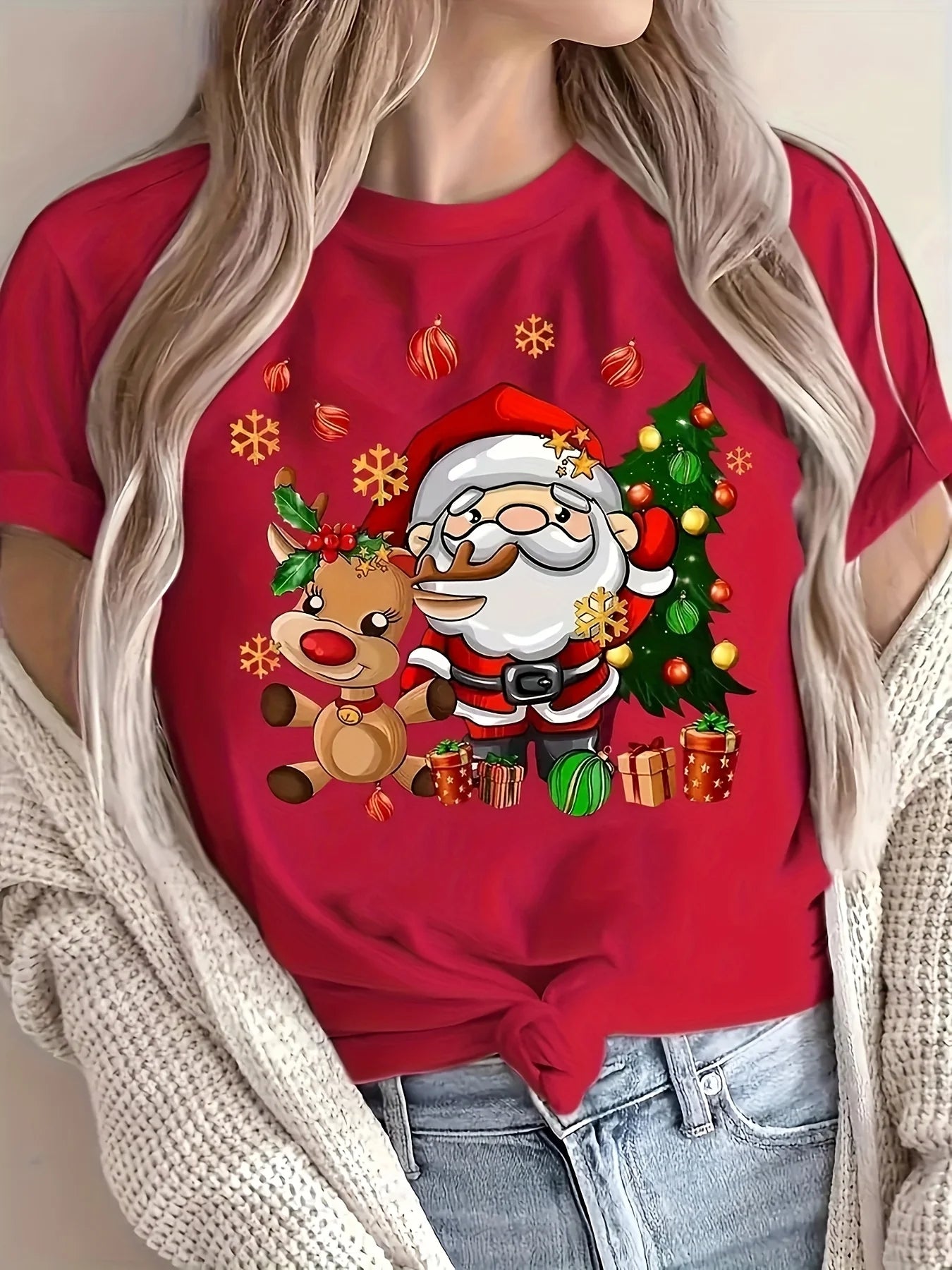 Vánoční dámské triko se Santou