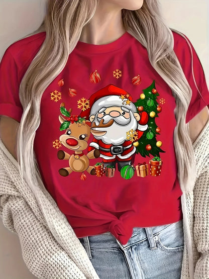 Vánoční dámské triko se Santou
