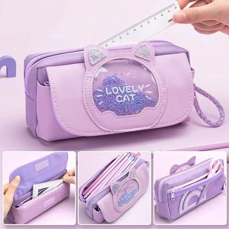 Dívčí penál s kočkou Lovely cat