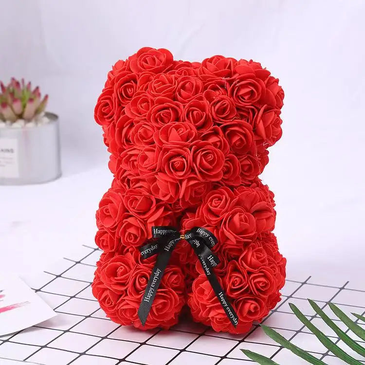 Umělý medvídek z růží 25 cm