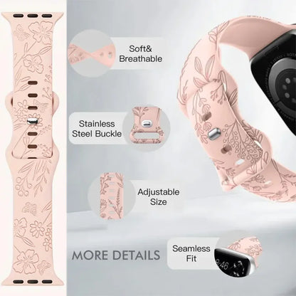 Silikonový řemínek s květinami na Apple Watch