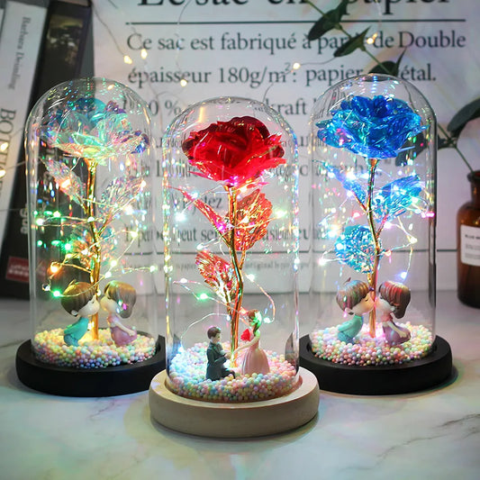LED růže ve skle