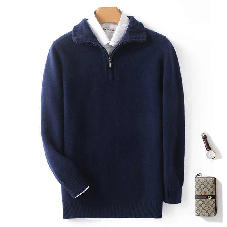 Pánský vlněný svetr se zipem