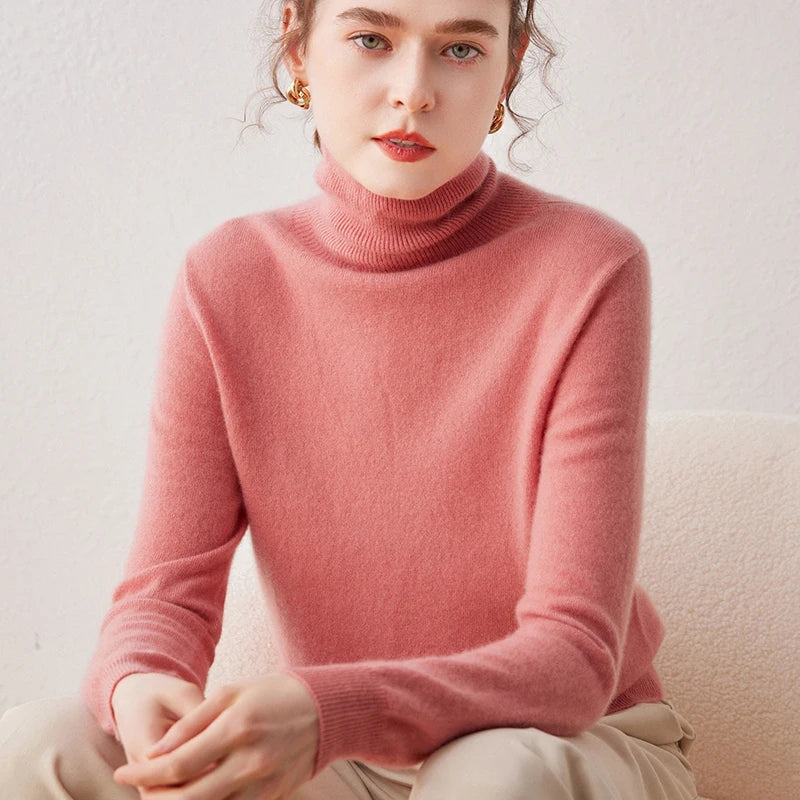 Dámský kašmírový svetr s rolákem