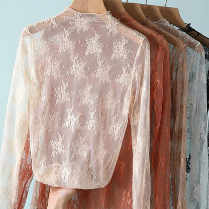 Dámské krajkované průhledné triko