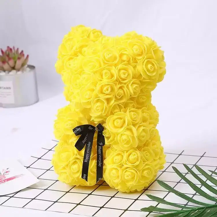 Umělý medvídek z růží 25 cm