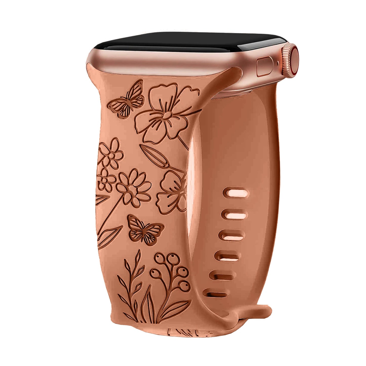 Silikonový řemínek s květinami na Apple Watch