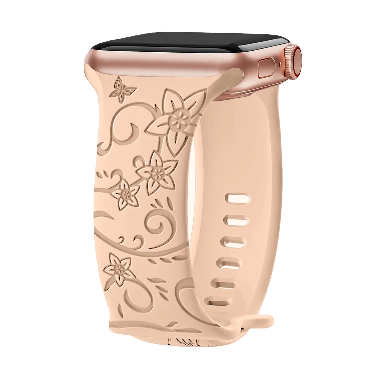 Silikonový řemínek s květinami na Apple Watch