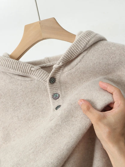 Pánský svetr s kapucí 100 % merino vlna