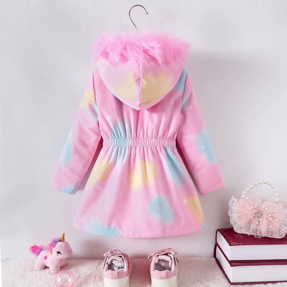 Dívčí zimní bunda s jednorožcem