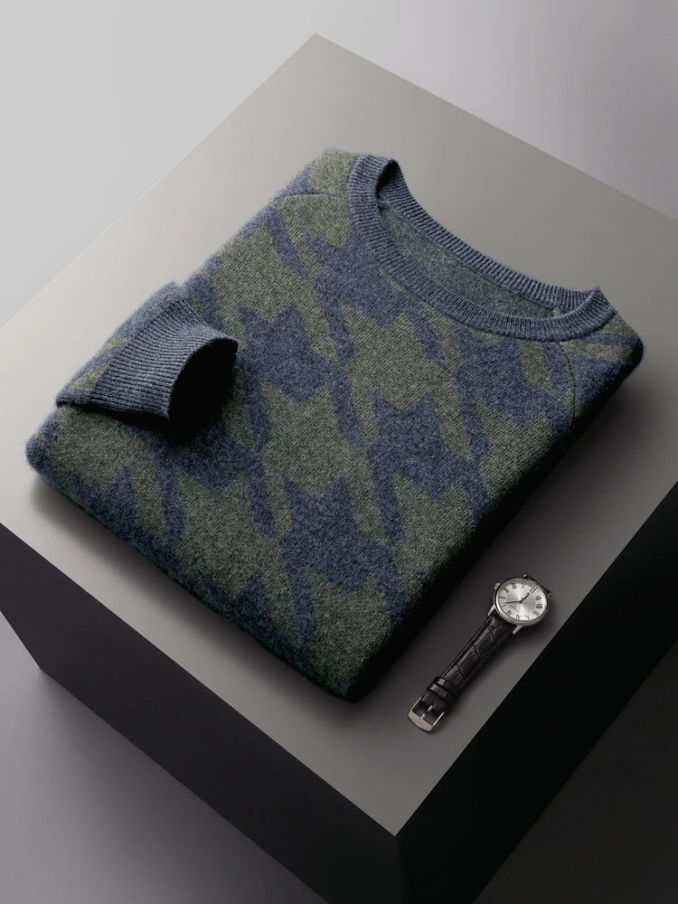 Pánský svetr se vzorem 100 % merino vlna