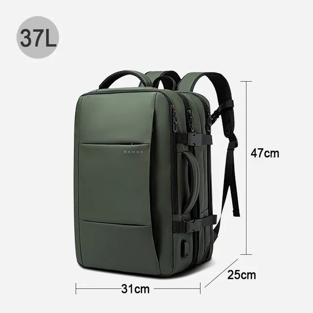 Pánský rozšiřitelný batoh na notebook, zelená 37 l