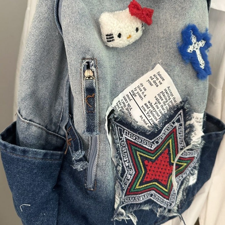 Batoh denim s Hello Kitty
