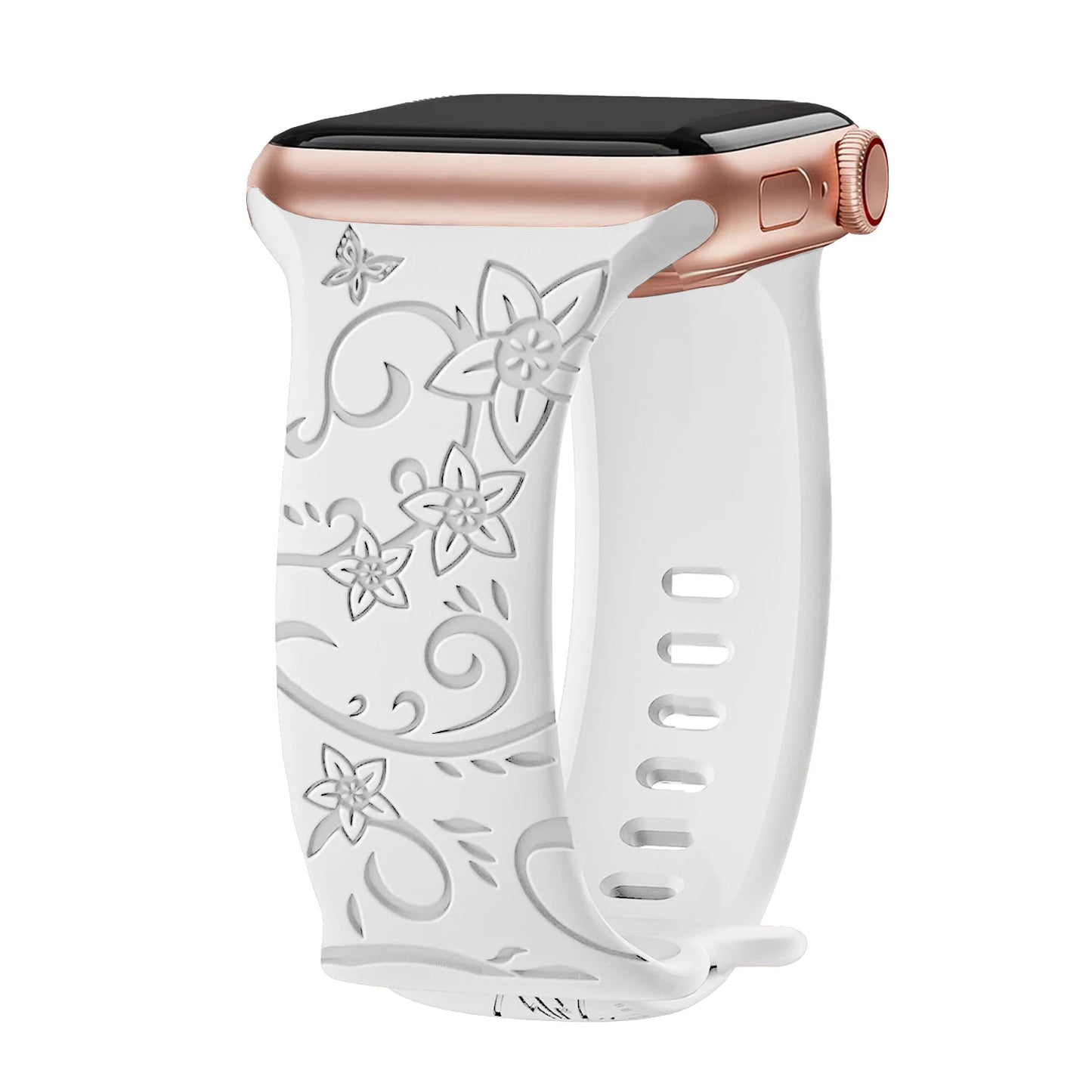 Silikonový řemínek s květinami na Apple Watch