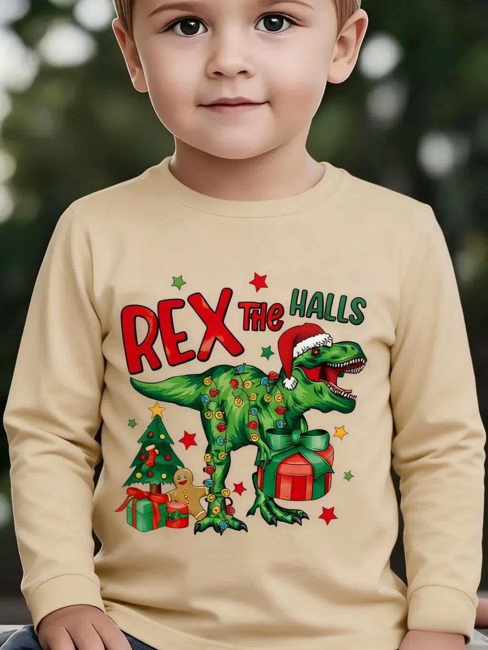 Chlapecké vánoční triko s dinosaurem