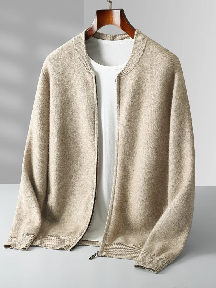Pánský svetr se zipem 100 % merino vlna
