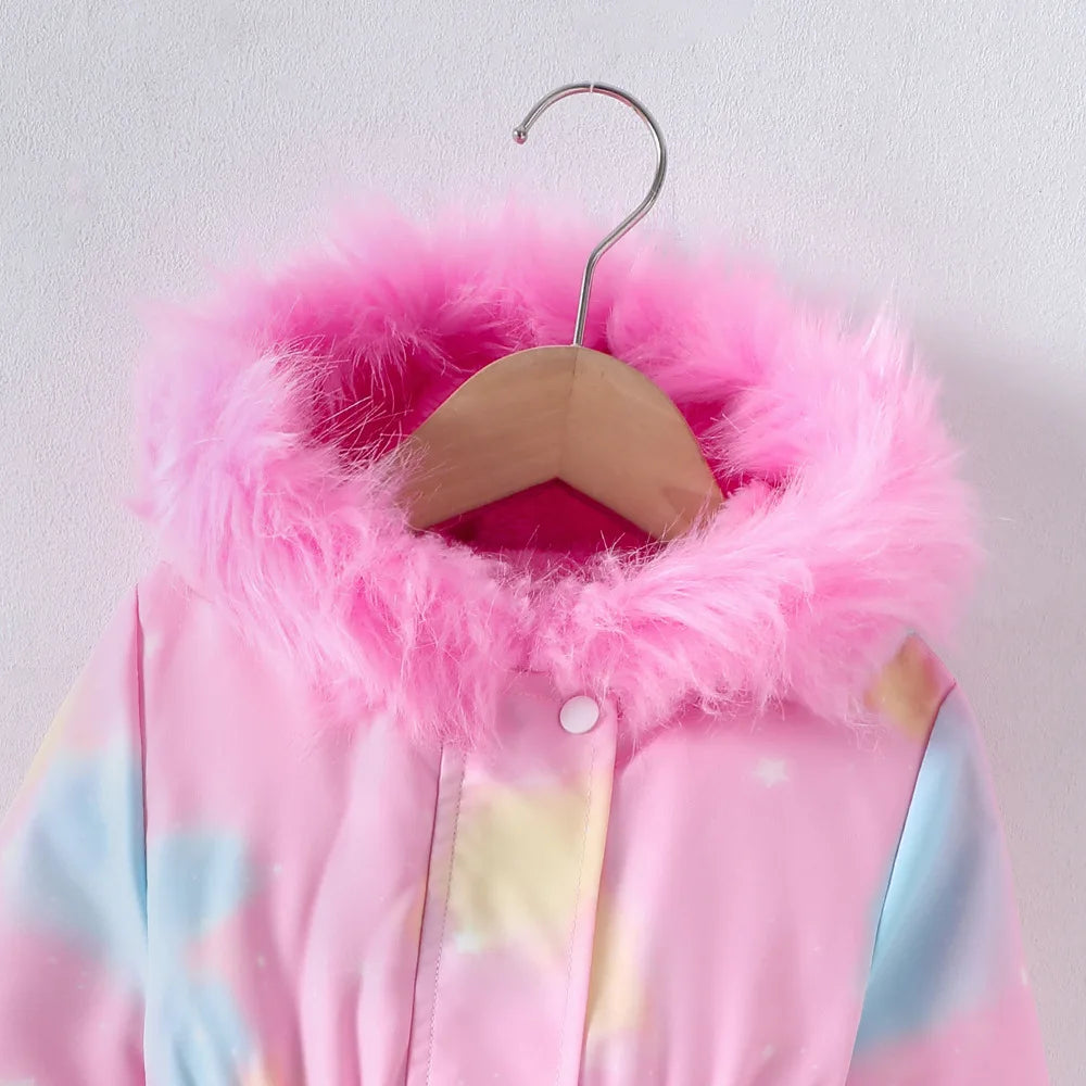 Dívčí zimní bunda s jednorožcem