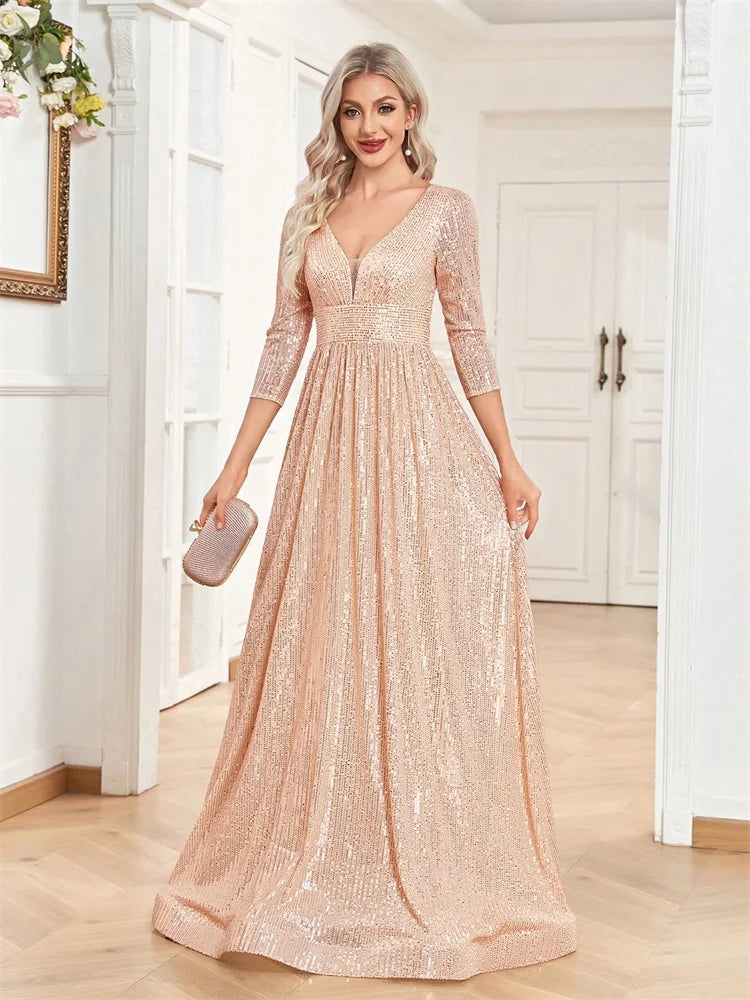 Dámské plesové šaty s dlouhým rukávem