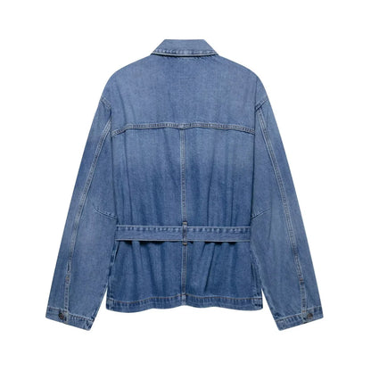 Dámská denim bunda s páskem