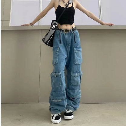 Dámské denim baggy kalhoty