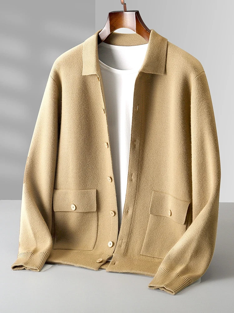 Pánský elegantní kardigan 100 % merino vlna