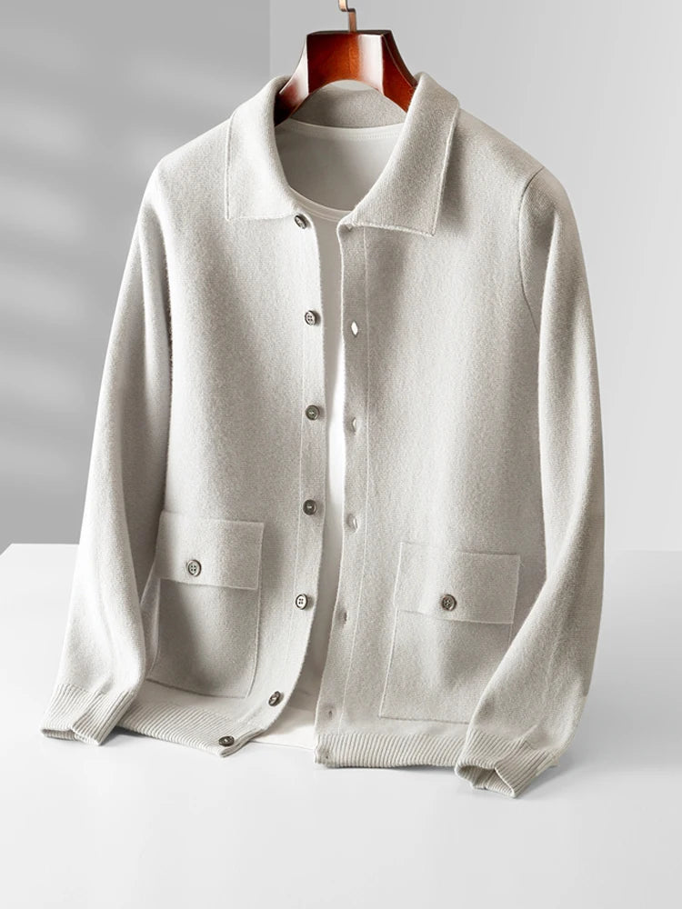 Pánský elegantní kardigan 100 % merino vlna